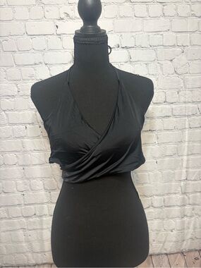 Black Halter Wrap Bikini Top and XL Bottoms- Women's Swim